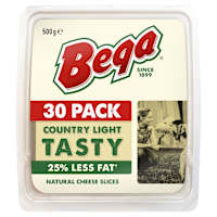 Bega Country Light Tasty 25% Less Fat Natural Cheese Slices
