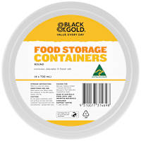 Black & Gold Food Storage Containers Round