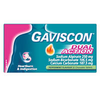 Gaviscon Dual Action Chewable Tablets Peppermint Heartburn & Indigestion Relief