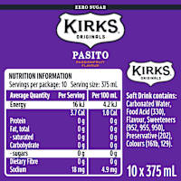 Kirks Sugar Free Pasito Passionfruit Multipack Cans Soft Drink 375mL