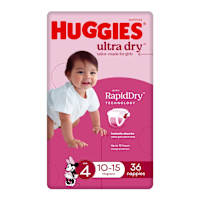 Huggies Ultra Dry Nappies Girl Size 4 (10-15kg)