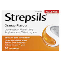 Strepsils Double Antibacterial Soothing Sore Throat Lozenges Orange