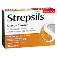 Strepsils Double Antibacterial Soothing Sore Throat Lozenges Orange