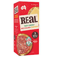 Real Dairy Tasty Cheese Mild Salami & Rice Crackers