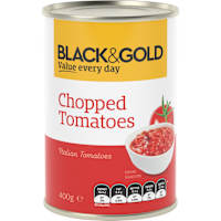 Black & Gold Chopped Tomatoes