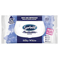 Sorbent Silky White Flushable Wipes