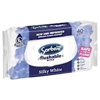 Sorbent Silky White Flushable Wipes