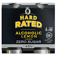 Hard Rated Zero Sugar Alcoholic Lemon Can 375mL 