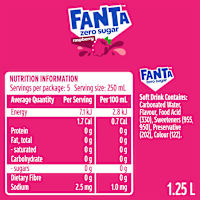 Fanta Raspberry Zero Sugar Soft Drink Bottle