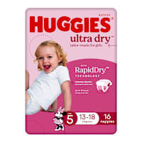 Huggies Ultra Dry Nappies Girl Size 5 (13-18kg)
