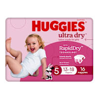 Huggies Ultra Dry Nappies Girl Size 5 (13-18kg)