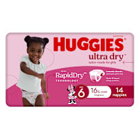 Huggies Ultra Dry Nappies Girl Size 6 (16kg+)