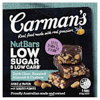 Carman's Nut Bars Low Sugar Low Carb Dark Choc Roast Cashew