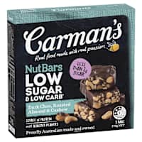 Carman's Nut Bars Low Sugar Low Carb Dark Choc Roast Cashew