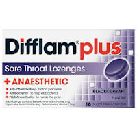 Difflam Plus Sore Throat Lozenges + Anaesthetic Blackcurrant