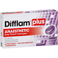 Difflam Plus Sore Throat Lozenges + Anaesthetic Blackcurrant