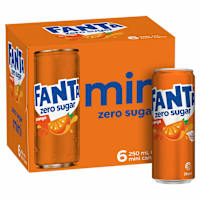 Fanta Orange Zero Sugar Soft Drink Multipack Cans