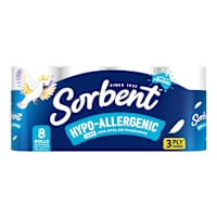 Sorbent 3 Ply Hypo-Allergenic Toilet Tissue Rolls