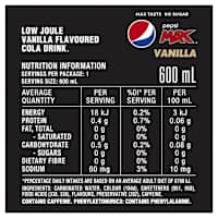 Pepsi Max No Sugar Vanilla Soda Bottle