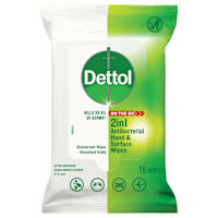Dettol 2 in 1 Hands and Surfaces Antibacterial Wipes