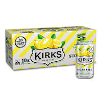 Kirks Sugar Free Lemon Squash Multipack Cans Soft Drink 375mL