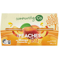 Community Co Diced Peach In Mango Flavoured Jelly