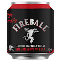 Fireball Cinnamon Whiskey & Cola Dragon Serve 10% ABV Can 250mL