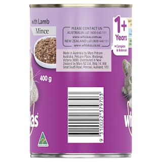 Whiskas 1+ Years Wet Cat Food Lamb Mince