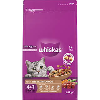 Whiskas 1+ Dry Cat Food Beef & Lamb Flavours
