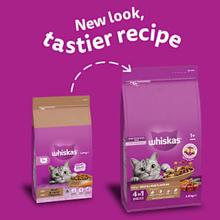 Whiskas 1+ Dry Cat Food Beef & Lamb Flavours