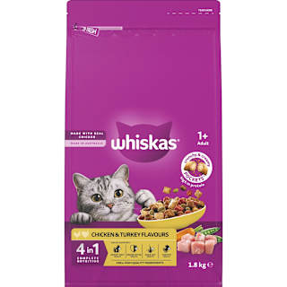 Whiskas 1+ Dry Cat Food Chicken & Turkey Flavours