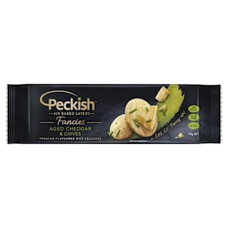 Peckish Fancies Premium Flavoured Rice Crackers Aged Cheddar & Chives