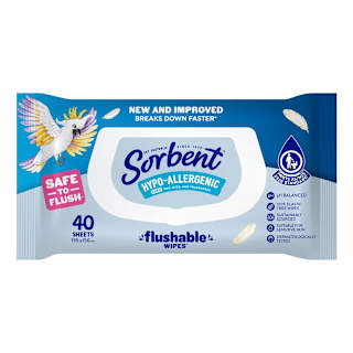 Sorbent Hypo-Allergenic Flushable Wipes