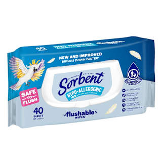 Sorbent Hypo-Allergenic Flushable Wipes