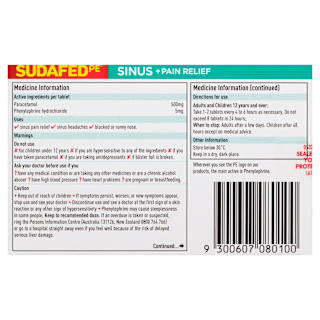 Sudafed PE Sinus + Pain Relief Tablets