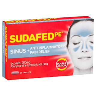 Sudafed PE Sinus Pain Relief + Anti Inflammatory Double Action Tablets