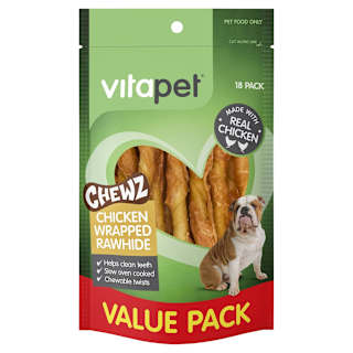 VitaPet Chewz Dog Treats Chicken Wrapped Rawhide Twists
