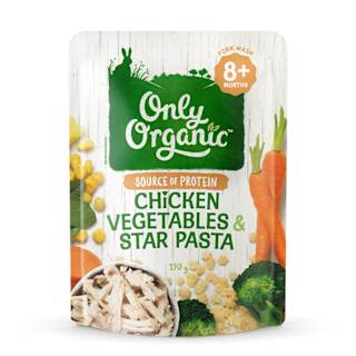 Only Organic Chicken Vegetables & Star Pasta 8+ Months