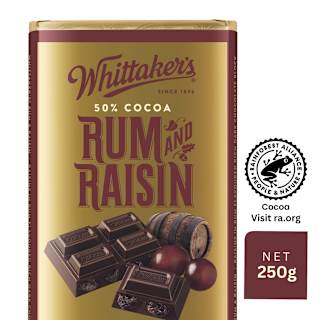 Whittaker's 50% Cococa Rum & Raisin Chocolate Block
