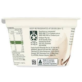 Chobani No Sugar Added Greek Yoghurt Vanilla Bean