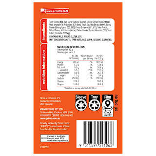 Arnott's Chicken Crimpy & Tasty Cheese Shapes