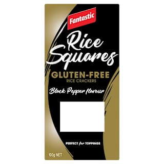 Fantastic Rice Squares Gluten-Free Rice Crackers Black Pepper