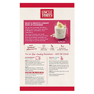 Uncle Tobys Oats Quick Sachets Breakfast Cereal Berry Variety