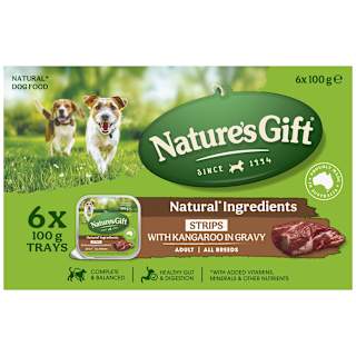 Nature's Gift Adult All Breeds Wet Dog Food Strips Kangaroo In Gravy