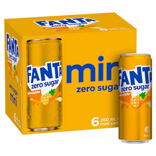 Fanta Pineapple Zero Sugar Soft Drink Multipack Mini Can