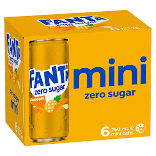 Fanta Pineapple Zero Sugar Soft Drink Multipack Mini Can