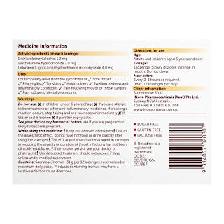 Betadine Anaesthetic Sore Throat Lozenges Honey & Lemon