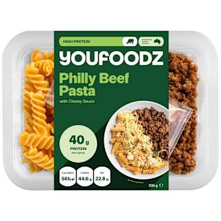 Youfoodz Philly Beef Pasta With Cheesy Sauce