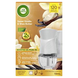 Air Wick Essential Oil Air Freshener Plug In Diffuser Sweet Vanilla & Shea Butter