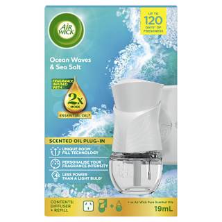 Air Wick Essential Oil Air Freshener Plug In Diffuser Ocean Waves & Sea Salt